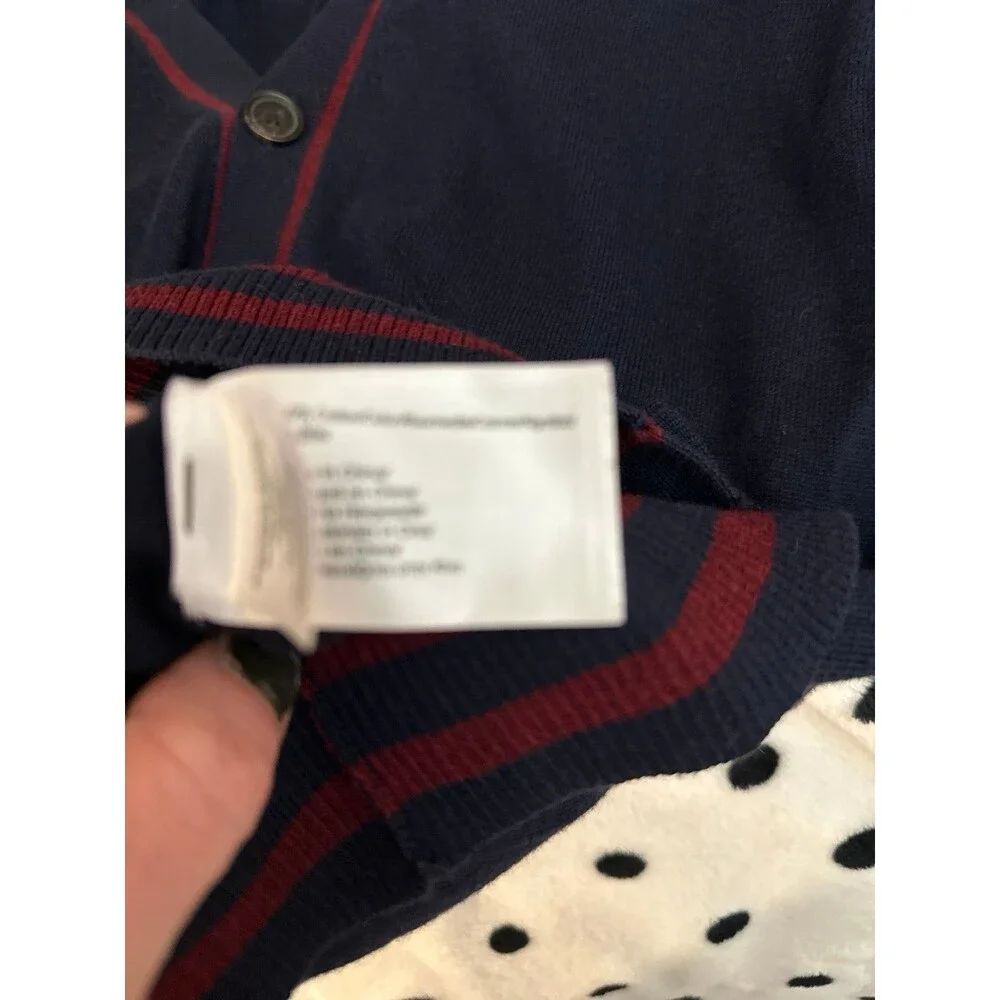 Brooks Brothers Preppy Navy Blue Red Stripes Cardigan